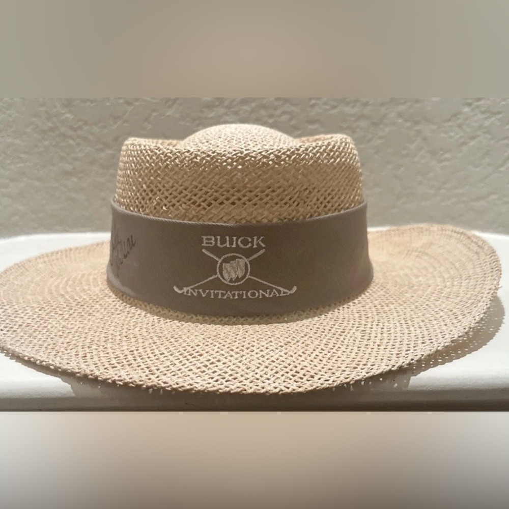 VTG Buick Invitational Straw Gambler Golf Hat Signed  John Wilson & Pete Jordan